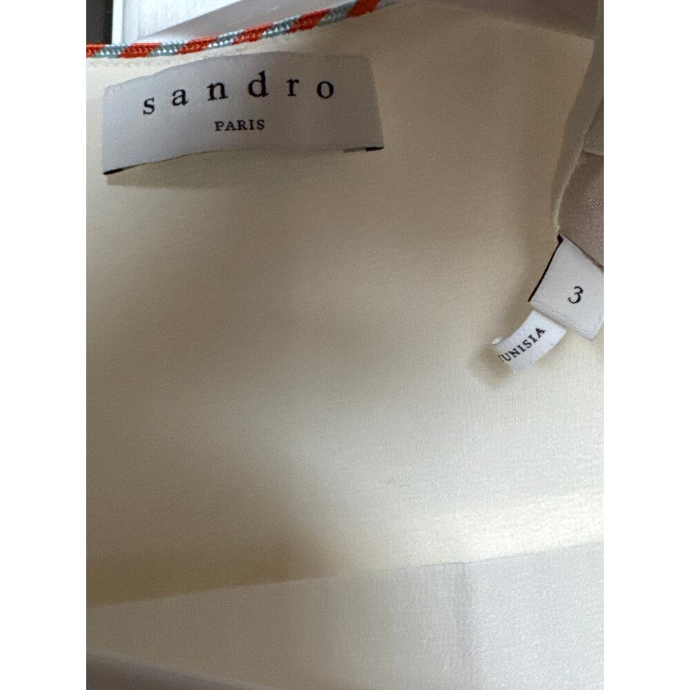 SANDRO Paul washed-silk blouse with fire/ ivory size 3 medium - Picture 11 of 13